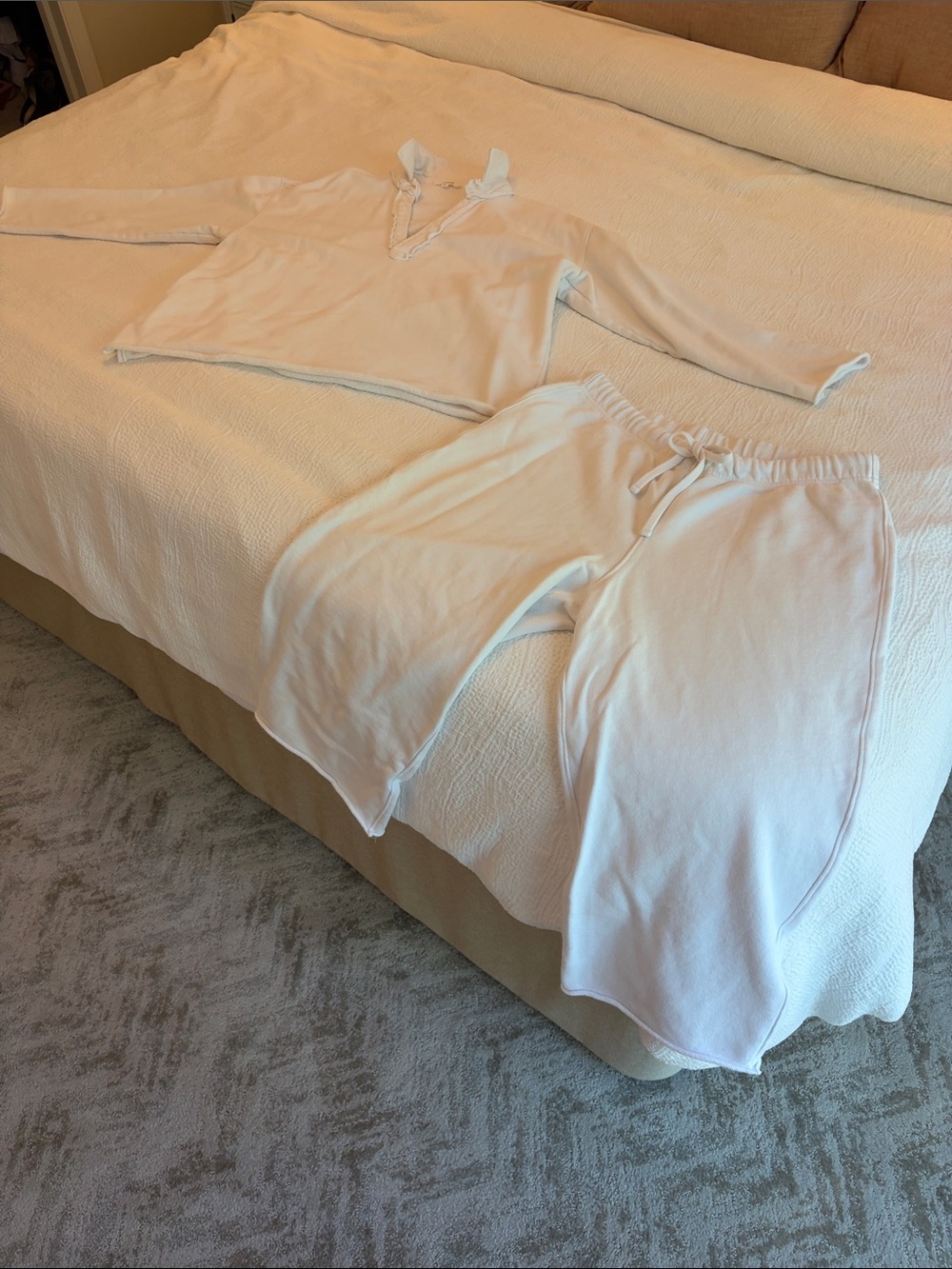 Splendid Cotton Lounge Set - White Women's Sleepwear Top & Pants